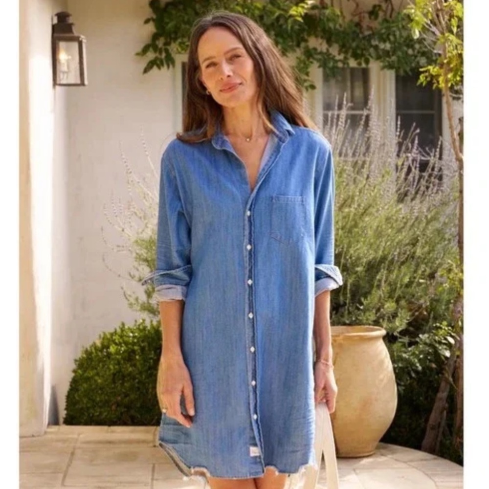 Frank & Eileen Mary Classic Denim Shirt Dress Vintage Stonewashed Indigo Size S